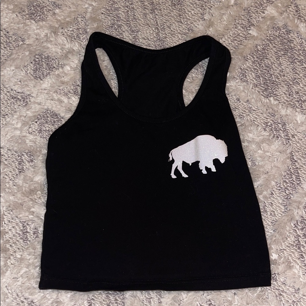 Black Sparkly Buffalo Cropped Women's Tank Top